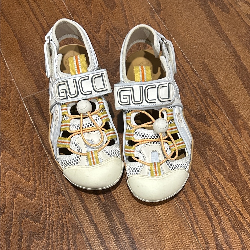 Gucci Kids White and Yellow Sandals